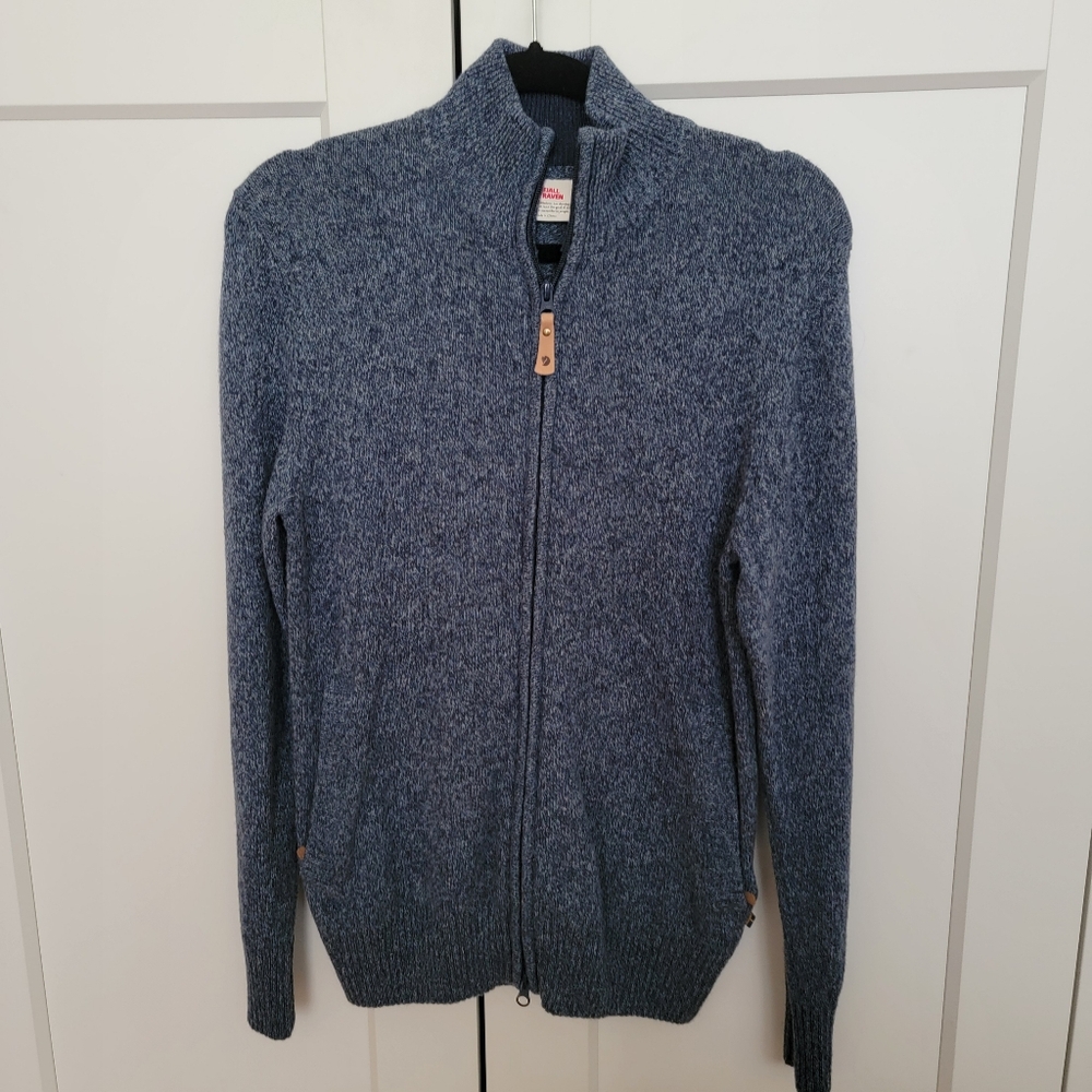 Fjallraven Men's Full-Zip Blue Knit Sweater Jacket